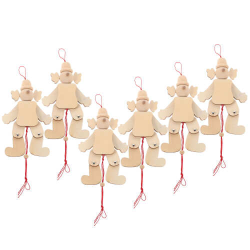 12Stk Holzkasper Marionetten Clown Puppen DIY Pull-String Khaki 2