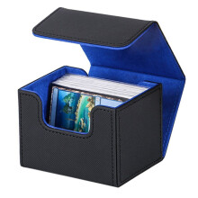 100+ Trading Card Deck Box Samlingskortleksak med Magnetisk Stängning Spelkort Förvaring Game Card Case Protector Svart&Blå