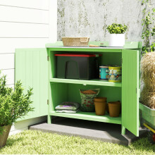 Outsunny Garden Storage Cabinet Potting Bench Table W/ galvanised Top Green