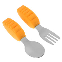 2Sets Baby Set Silicium Handvat Roestvrij Staal Kids