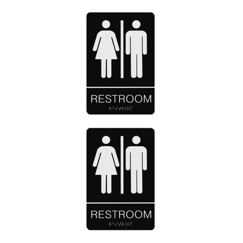 2Stk Langlebige Braille Wc Türschilder Unisex Schwarz 2