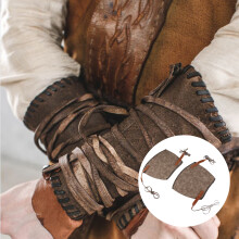 Retro Arm Guard, Artificial Leather Vambrace, Adjustable Brown 380g