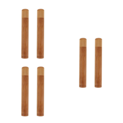 6Stk Bambus Zigarrenröhren Mit Deckel, Luftdicht, Humidor Beige 2