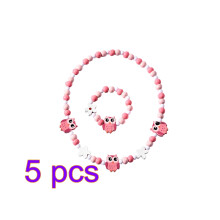 Kinder Armband Halskette Set Pink Cartoon Tierform Mit Quaste