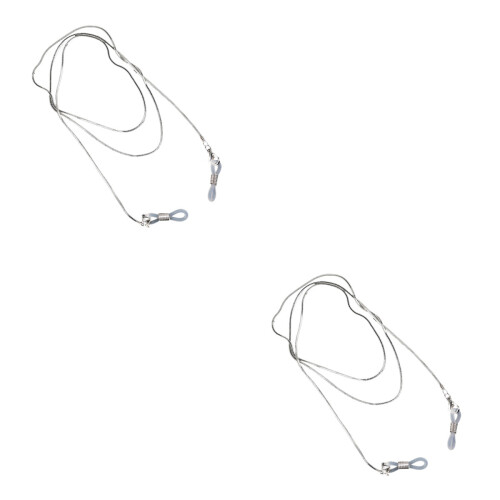 2Pcs Silver Eyeglass Chains Electroplated Alloy Strap for Glasses Use 2