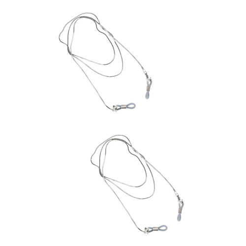 2Pcs Silver Eyeglass Chains Electroplated Alloy Strap for Glasses Use 1