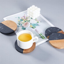 Coasters Set of 4 for Drinks,Marble-Wood Spliced Coaster for Tabletop Protection,Cup Holder Coasters for Multiple Cup