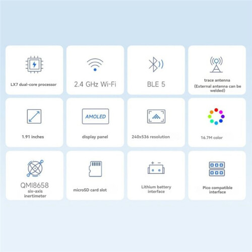 ESP32-S3 AMOLED 1.91 Inch M Touch Screen Development Board Dual-Core Supports 2.4GHz Wi-Fi  Development Board 2