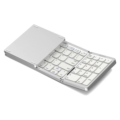 Foldable  Keyboard, USB Rechargeable Wireless Keyboard for IOS, Android, Windows PC Laptop Smartphone-Silver