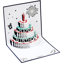 3D Birthday Cards,LED Light Birthday Cake Music Happy Birthday Card Postcards Laser-Cut Happy Birthday Cards