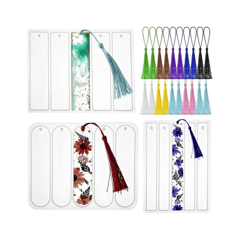 Tauoh Glue Mold Bookmark Mold With 20 Tassel Bookmark Mold Kit Bookmark Epoxy Resin Casting Mold For Diy Bookmark Making