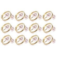 Pearl Napkin Rings Set Of 12, Gold Napkin Rings Holder Pearl Napkin Holder Easter Serviette Ring Buckle,Family Gathering