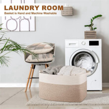 Cotton Rope Woven Dirty Clothes Basket Large Capacity Storage Basket Toy Blanket Storage Basket Dirty Clothes Basket