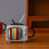 Ceramic Square Coffee Cup Set with Straw and Lid Office Tea Cup Retro TV - Light Gray 3