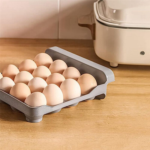 32 Grid Egg Holder,Household Egg Storage Box for Fridge, Transparent 2Layer Chicken Storage Container (Gray) 2