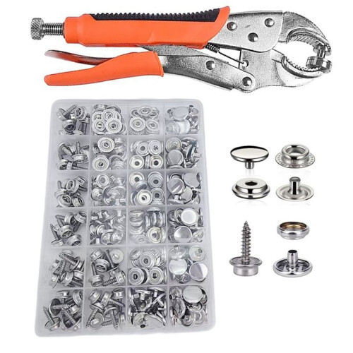 Snap Fastener Kit Adjustable Pliers for Snap Buttons,Snap Fastener Tool Kit with Snap Button Set for Canvas,Boat Covers 1