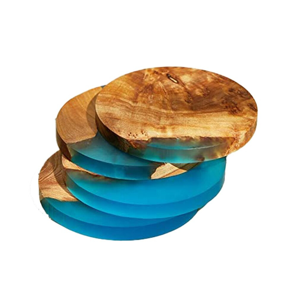 4 Pack Wooden Coasters With Epoxy Resin, Bar Coaster For Drinks, Modern Coasters For Bar Kitchen Home Apartment 6032370637269