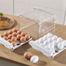 32 Grid Egg Holder,Household Egg Storage Box for Fridge, Transparent 2Layer Chicken Storage Container (Gray)