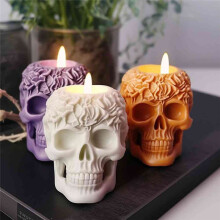 Rose Skull Candle Mold DIY Chocolate Cake Handmade Halloween Decoration Mold A