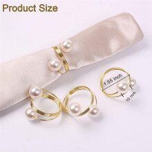 Pearl Napkin Rings Set Of 12, Gold Napkin Rings Holder Pearl Napkin Holder Easter Serviette Ring Buckle,Family Gathering