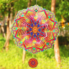 Mandala Wind Spinner Metal 3D Rotating Windchimes Luxury Art Garden Hanging Outdoor Decoration