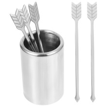 2Sets Silberne Coffee Stirrers Wiederverwendbar Mit -Top
