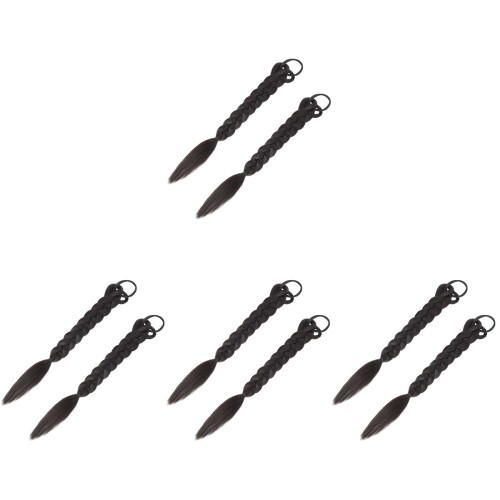 8Pièces Perruque Queue Tressée Synthétique Noire Attache 1
