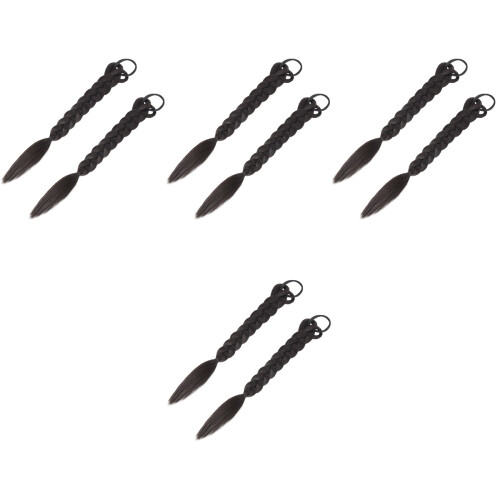 8Pièces Perruque Queue Tressée Synthétique Noire Attache 2