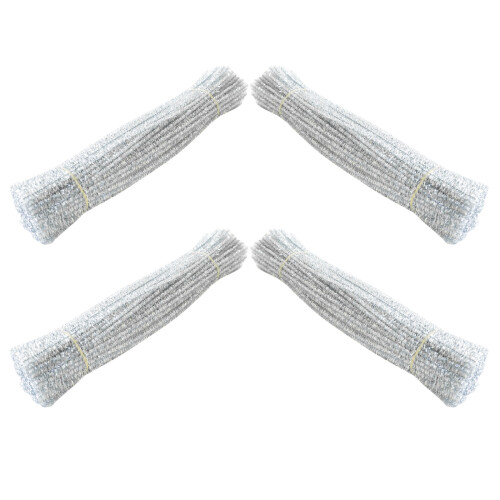 1200Pcs Silver Tinsel Pipe Cleaners Sparkly Chenille Stems for Crafts