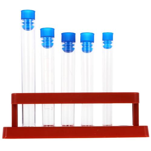 15Pcs Small Plastic Test Tubes with Lid and Rack for Scientific Use 1