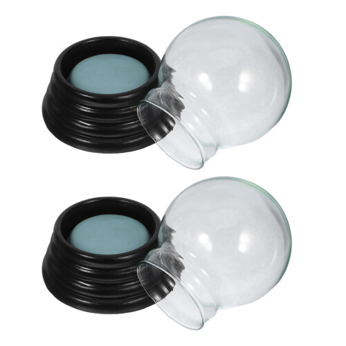 4Pcs Empty Clear Snow Globes with Black Wood Base for Crafting