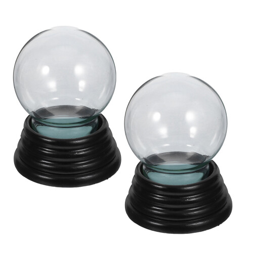 4Pcs Empty Clear Snow Globes with Black Wood Base for Crafting 2