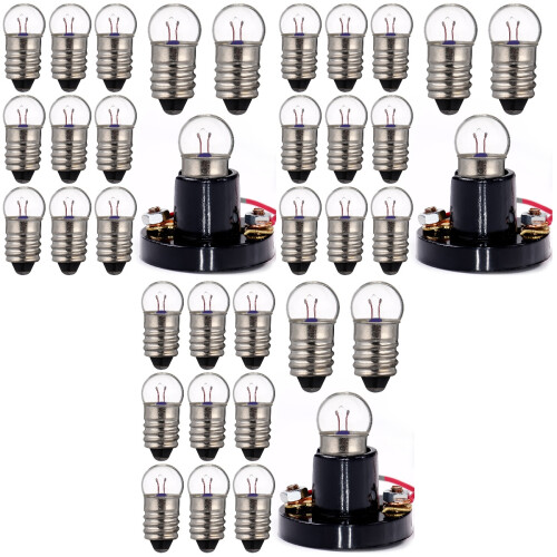 30Pcs Multi Color E10 Mini Light Bulbs Glass Alloy Replacement Kit 2