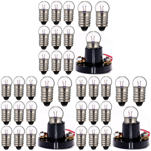 30Pcs Multi Color E10 Mini Light Bulbs Glass Alloy Replacement Kit 1