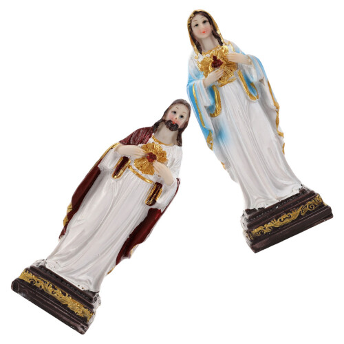8Pièces Sculptures Sacrées Résine Décor Table Catholique 1