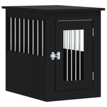 Móvel de gaiola para cães - HELLOSHOP26 - 45x62x59 cm - Madeira de engenharia - Preto - 2 em 1