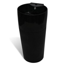 Vasque à trou de trop-plein/robinet céramique 86 cm pour salle de bain noir 02_0002518