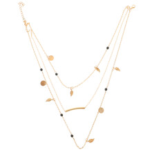3Pcs Fashion Necklace Golden Leaf Pendant Beads Girls Women Decorative