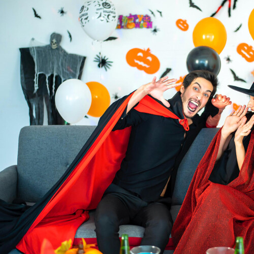 2Stk Halloween Vampircape Mit Doppelseitigem Rotschwarz Design, Party 2