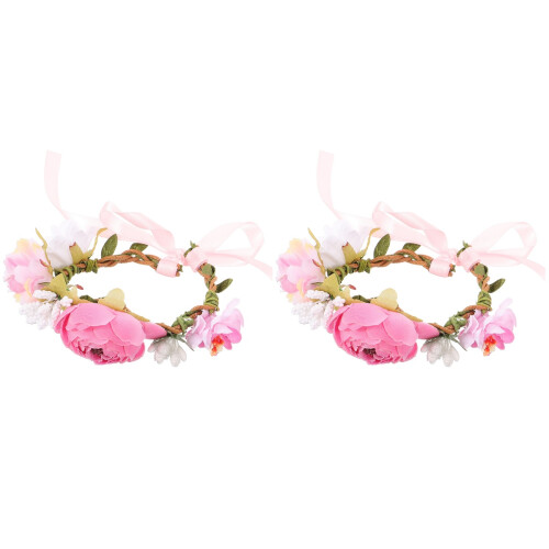 2Stk Stoffblumen Haustierhalsband Rosafarben, Und 1
