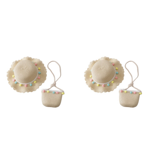 2Sets Strohhut Für Kinder Beige Mit Ideal Für Und Strand 1