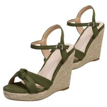 1Paar Woman Summer Footwear Grüne Veloursleder Schuhe Mode Komfortabel