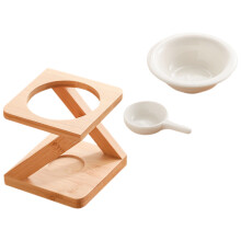 4Sets Dekorativer Keramik Holz Duftöl Brenner Teelicht Halter Beige