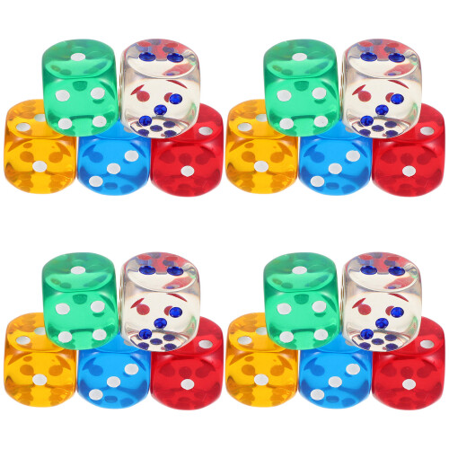 60Pièces Dés Translucides Multicolores 6 Faces Pour Fêtes Et École 1
