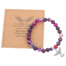 3Sets Paars Stenen Armband Herinnering Vrouw Condoleance Cadeau
