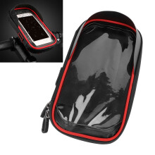 Bolsa para teléfono de bicicleta roja, resistente al agua, doble cremallera