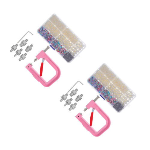 2Sets Perlenbefestiger Handpresse ABS Eisen Vielseitig Für Haushalt 2