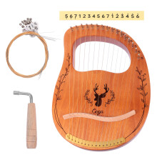 1Ensemble Harpe Lyre Portable 16 Cordes Bois Orange Style Ancien