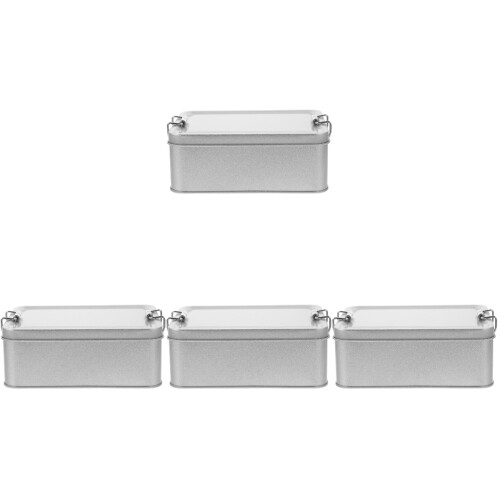 4Pièces Boîtes En Étain Argent Pour Rangement Boissons Biscuits 2