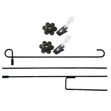 5Sets Iron Garden Flag Poles with Clips Black Durable Outdoor Holders